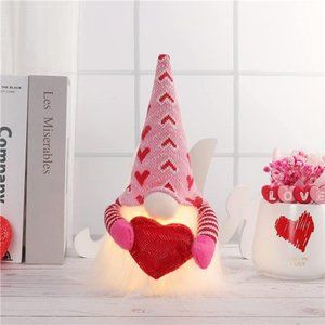 2 Pcs Valentine Gnomes with Lights, Handmade Swedish Tomtes Elf Valentine's Day